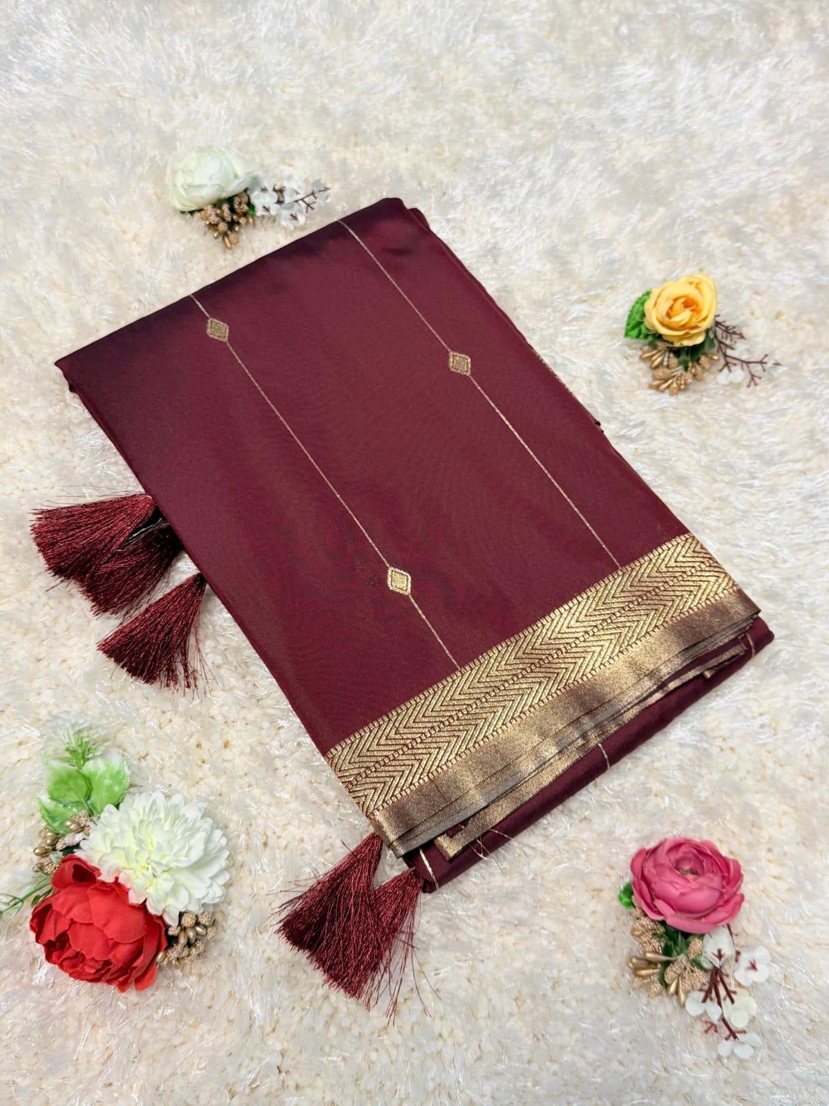 WhatsApp Image 2026-05-01 at 5.46.12 PM (2) maheshwari Soft silk dark brown - Image 1
