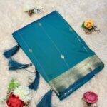maheshwari Soft silk light peacock colour