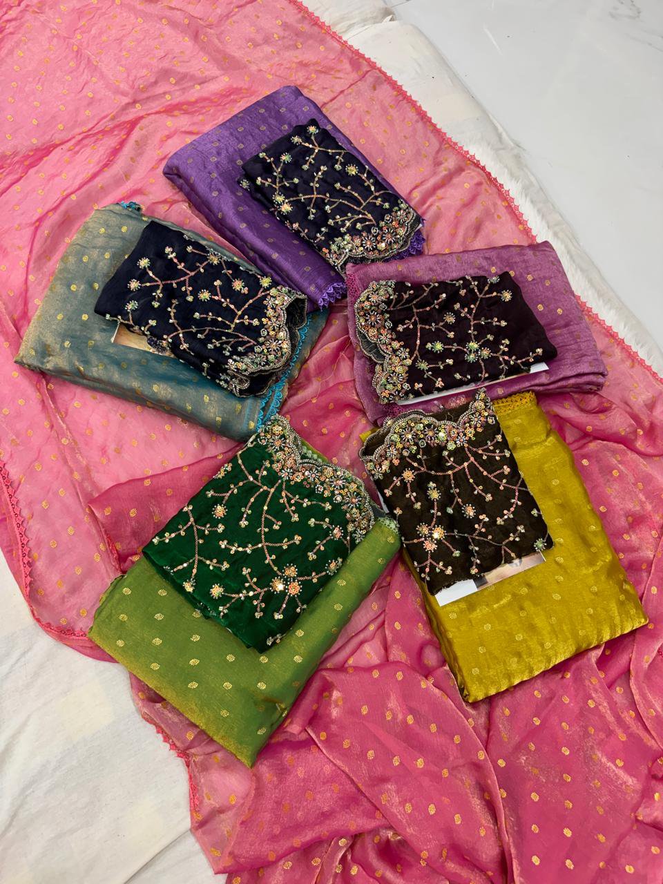 2026/10/1000201424.jpg Designer work saree
fabric-Primium fandy silk
blouse primium cut work - Image 1
